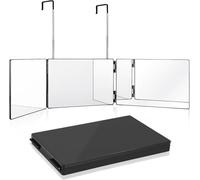 GOQELK 3 Way Mirror - 360 Mirror, Shaving with Adjustable Height, Self Cut Hair Foldable & Portable Design for Barber Three Way Mirrors,Coloring, Braiding, and Makeup Application