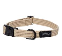Gor Pets Cotton Premium Dog Collar - Adjustable Dog Pet Collar with Metal Buckle - Breathable with Soft Padding - Medium - 2cm Beige - Washable Dog Bed