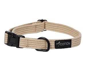 Gor Pets Cotton Premium Dog Collar - Adjustable Dog Pet Collar with Metal Buckle - Breathable with Soft Padding - Medium - 2cm Beige - Washable Dog Bed