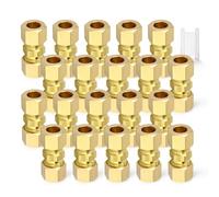 GORAGUCHI 20PCS 1/8" x 1/8" Tube OD Coupler, Brass Compression Tube Pipe Fitting Connector for Air/Fuel/Water/Gas/Oil