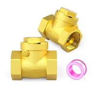 GORAGUCHI 2PCS Brass Swing Check Valve, 3/4" Female Thread, DN20, One Way Check Valves, Prevent Water Back-flow, for Fuel/Air/Liquid/Oil/Gas