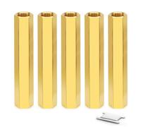 GORAGUCHI 5PCS Brass Pipe Fitting, 1/4" NPT Female Nipple, 4" Length for water/oil/air/fuel