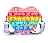GORAYA Heart Pop it Bag for Girls and Kids, Fidget Shoulder Bag and sensory figet, Popit fidget handbag, Pop Fidget purse, Gift poppet fidget toys for Kids, Birthday Valentine Gift & Special Occasion