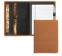 Gorbado Classic Padfolio/Junior Portfolio Folder Case, A5 Business Organizer Binder for Men Women, 5 x 8 Writing Pad Included, Brown
