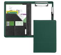Gorbado Small Clipboard Padfolio/Portfolio A5 Binder for Writing Pad Refillable 5 x 8 Note Pad, Faux Leather Clipboard Folder Junior Size Portfolio Organizer Folio Clip Board,Green