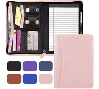 Gorbado Small Portfolio Organizer, A5 Zippered Business Portfolio, Junior Padfolio Folder Binder for Men Women,5 x 8 Writing Pad Included,Pink
