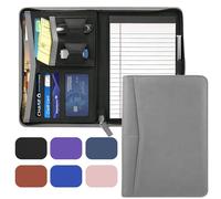 Gorbado Small Portfolio Organizer, A5 Zippered Business Portfolio, Junior Padfolio Folder Binder for Women & Men, 5 x 8 Writing Pad Included, Gray