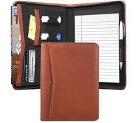 Gorbado Small Portfolio Organizer, A5 Zippered Business Portfolio, Junior Padfolio Folder Binder for Women & Men,5 x 8 Writing Pad Included, Brown.