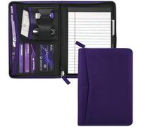Gorbado Small Portfolio Organizer, A5 Zippered Business Portfolio, Junior Padfolio Folder Binder for Women & Men, 5 x 8 Writing Pad Included, Dark Purple