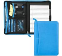 Gorbado Small Portfolio Organizer, A5 Zippered Business Portfolio, Junior Padfolio Folder Binder for Women & Men, 5 x 8 Writing Pad Included, Blue