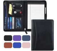 Gorbado Small Portfolio Organizer, A5 Zippered Business Portfolio, Junior Padfolio Folder Binder for Women & Men, 5 x 8 Writing Pad Included, Black