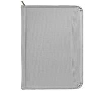 Gorbado Zippered Portfolio Organizer/ A4 Refillable Lined Writing Notepad Folder Case/Fabric-Covered Padfolio Binder with Interior Storage Pocket for Men Women, Gray.