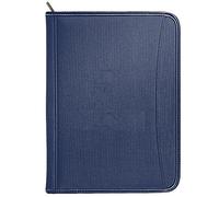 Gorbado Zippered Portfolio Organizer/ A4 Refillable Lined Writing Notepad Folder Case/Fabric-Covered Padfolio Binder with Interior Storage Pocket for Men Women, Navy Blue