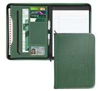 Gorbado Zippered Portfolio Organizer/ A4 Refillable Lined Writing Notepad Folder Case/Fabric-Covered Padfolio Binder with Interior Storage Pocket for Men Women.Green