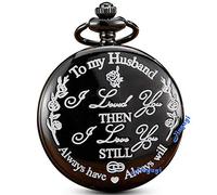 GORBEN Engraved Pocket Watches I Love You Forever Gift Quartz Watch Fob Clip Chains Birthday Anniversary