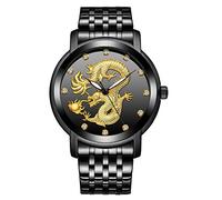 Gorben Fashion Business Men's Watch Analog Quartz Stainless Steel Waterproof Dragon Design