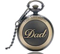 GORBEN Mens Antique Dad Pocket Watches, Full-Hunter Quartz Engraved Watches with Waist Chain Fob Watch for Men Daddy Birthday Father's Day Gifts + Box