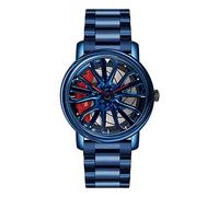 GORBEN Men's Creative 3D Car Wheel Rotating Wrist Watch, blue, Fashion