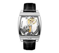GORBEN Mens Watch Transparent Dial Skeleton Automatic Mechanical Wrist Watch with Leather Bracelet