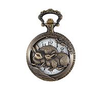 GORBEN Pocket Watch Retro Antique Animals Steampunk Pocket Quartz Movement Watches Box Gifts (Rabbit), Rabbit, Quartz Movement