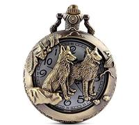 GORBEN Retro Antique Animal Pocket Watch, Wolves, Casual