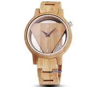 GORBEN Wooden Watches Inverted Geometric Triangle Zebra Wood Watch Mens Creative Quartz Wristwatch Hand-made (#Gorben135)