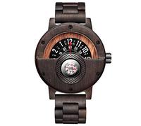 GORBEN Wooden Watches Men Compass Turntable Quartz Watch Lightweight Handmade Wood Watches for Men