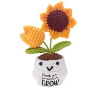 Gorbgle Positive Sunflower Doll Crochet Plant with Card, Handmade Emotional Support Plush, Thank You Gifts for Teacher, Coworker, Mom, Sister, Best Friend - Christmas, Mother’s Day, Birthday Gift