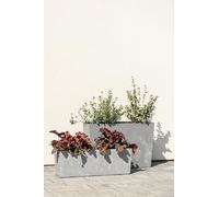 Gordanluk Large Rectangular Trough Planter - Self-Watering with Removable Insert/Liner - Concrete-Effect, Indoor/Outdoor | Modern tall Polypropylene Window Box -56 x 19 x 36.5 cm | Grey