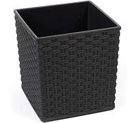 Gordanluk Low Flowerpot Rattan Designed Flowerpot with removable liner large plant pots indoor large plant pots outdoor plant pot flower pots (Black, 19 x 19.5 cm)