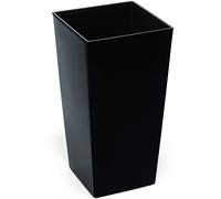 Gordanluk Tall Gloss Black Square Planter 35 x 68 cm - Large Vertical Plant Pot with Removable Plant Riser for Indoor/Outdoor Use | Modern Lightweight Polypropylene Flower Pot -Weather & UV Resistant