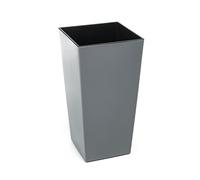 Gordanluk Tall Gloss Grey Square Planter 30 x 57cm - Large Vertical Plant Pot with Removable Plant Riser for Indoor/Outdoor Use | Modern Lightweight Polypropylene Flower Pot -Weather & UV Resistant