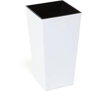 Gordanluk Tall Gloss White Square Planter 35 x 68 cm - Large Vertical Plant Pot with Removable Plant Riser for Indoor/Outdoor Use | Modern Lightweight Polypropylene Flower Pot -Weather & UV Resistant
