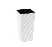 Gordanluk Tall planter rattan plant pot Designed Flowerpot with plant riser extra large plant pots indoor plant pots outdoor flower pot (White, 30 x 57 cm)