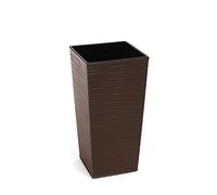 Gordanluk, Tall plastic flowerpot, Textured Flowerpot with internal riser, plant pots indoor, garden planters (Brown, 25 x 25 x 46.5cm)