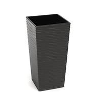 Gordanluk,Tall plastic flowerpot, Textured Flowerpot with internal riser, plant pots indoor, garden planters white, black, grey, brown (Grey, 35 x 35 x 68cm)
