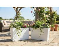 GORDANLUK Tall Rectangular Textured Planter with Removable Liner - 56cm Long Trough Planter for Indoor & Outdoor Use | Large Window Box Planter | Self Watering | UV-Resistant Polypropylene (White)