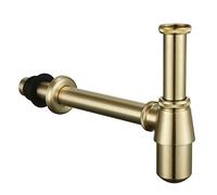 GORDEE Bathroom Basin Sink Bottle Trap Waste Pipe 1-1/4 inch Slip Inlet Drain Tube Kit, Lavatory Adjustable Basin Sink Waste Drain P-Trap Kit, General US/CA Standard, Brushed Gold