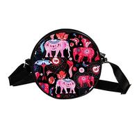 GORDESC Bright Elephants And Flowers Round Crossbody Bags Circle Crossbody Purse Shoulder Clutch Handbag for Women Girls