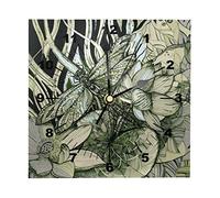 GORDESC Dragonfly Lotus Square Wall Clock Battery Operated Silent Non Ticking Wood Clock Number Wall Clocks for Living Room Decor