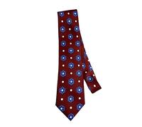Gordon Gekko Silk Necktie - Everyday Wear & Costume Tie - 80s Movie Fan Gift - Greed Is Good Businessman - Red Blue Patterned