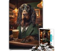 Gordon Setter in The Pub Wooden Jigsaw Puzzle for Adults, 1000 PCS
