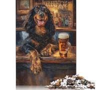 Gordon Setter Pint of Beer Jigsaw Puzzles Puzzles for Adults Kids. 1000 Pieces Whimsical Challenge Toy Educational Game Home Decoration for Educational Games Gifts 1000pcs (40x28cm)