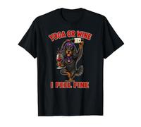 Gordon Setter Yoga or Wine I Feel Fine - DIGOR Funny Value Graphic T-Shirt, Men, Black, L
