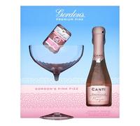 Gordon's Pink Gin Gift Set - Includes Gordon's Gin 5cl Alchol Minature, Canti Rose Prosecco D.O.C & Glass, Birthday, Christmas Alcohol, Prosecco Gifts for Women