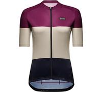 GORE WEAR Breathable Women's Cycling Jersey, Spirit Stripes, Fast Moisture Wicking, Unique Design, Short Sleeve Cycling Jersey, Process Purple/Tech Beige, 40