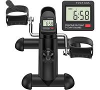 GOREDI Under Desk Bike Pedal Exerciser Portable Mini Exercise Bike with LCD Display for Home Office Leg Arm Desk Cycle with Handle Sitting Leg Exerciser (Black)