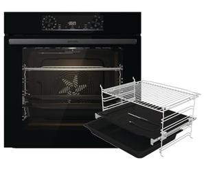 Gorenje 738415 OptiBake BOS 6737 E13BG Built-in Baking Oven / 77 L/Hot Air/Extra Steam/GentleClose & Open/Fry Thermometer/AirFry/PizzaMode 300°C/PerfectGrill/ChildLook/Telescopic Extract/Black