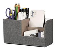 GORESE Desk Organizer - Office Pencil Holder Organizer Desktop Desk Accessories Office Supplies Organization Decor (Linen Gray)