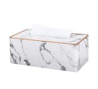 GORESE Rectangular Tissue Box Holder Tissue Box Cover PU Leather Facial Tissue Dispenser for Home Bathroom, Living Room, Bedroom, Dinning Room, Office, Car Automotive Decoration(Gray Marble Pattern)
